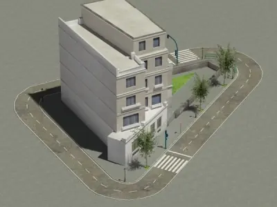 Building on corner of street 3D model