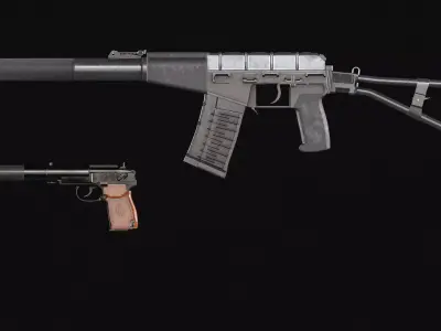 Silenced Weapon Pack Low-poly 3D model