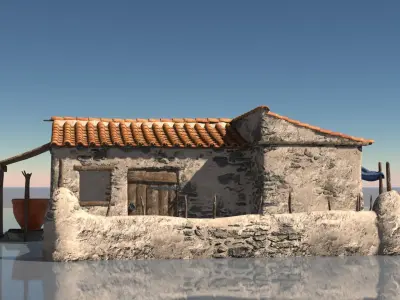 Peasan Greek House Low-poly 3D model