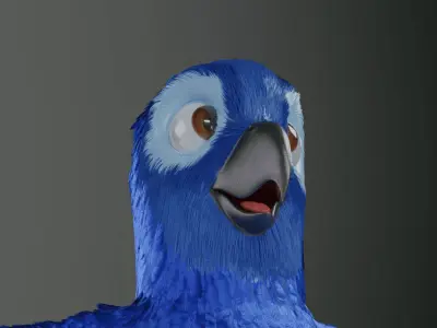 Parrot Ajwa Cartoon bird in Blender low-poly 3d model Low-poly 3D model