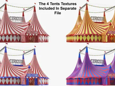 Interior And Exterior Circus Tent 03 3D model