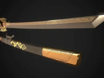 Wakizashi 05 Low-poly 3D model