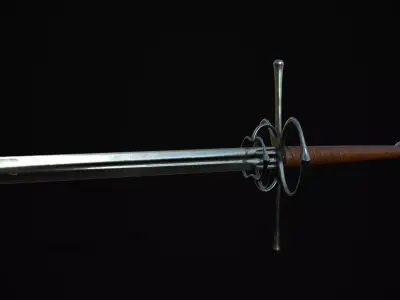 Bastard Sword Low-poly 3D model