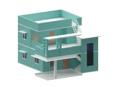 complete 3d home elevation Free low-poly 3D model