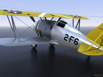 F2F-1 USS Lexington CV-2 1936 Low-poly 3D model