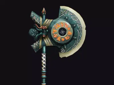 Axe Twohanded Mace Weapon Cutting Fantasy Melee Hatchet Low-poly 3D model