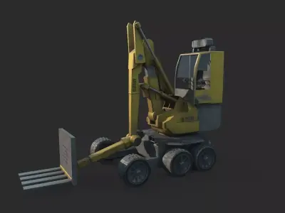 Future sci-fi style engineering vehicle forklift 3D model