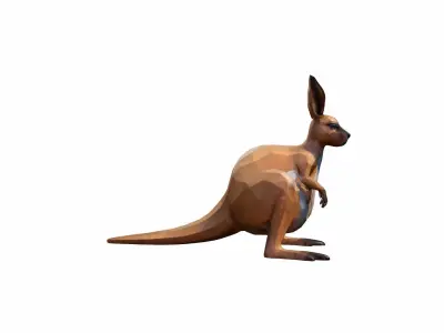 A Female  Gender Grey Red Kangaroo 3d Render 3D model