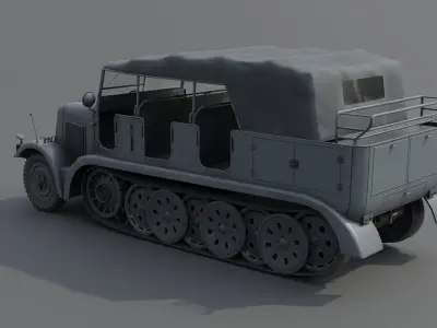 SdKfz7 Halftracked Artillery Tractor Low-poly 3D model