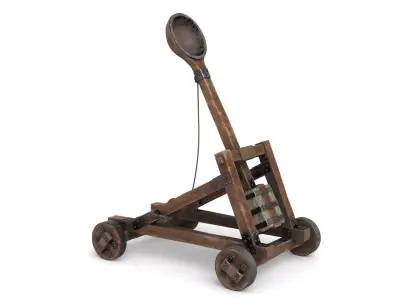 Medieval Wooden Catapult 3D model
