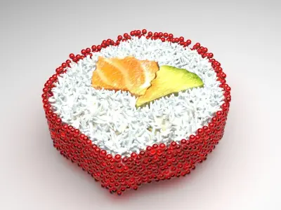 Sushi Roll With Red Caviars 3D model