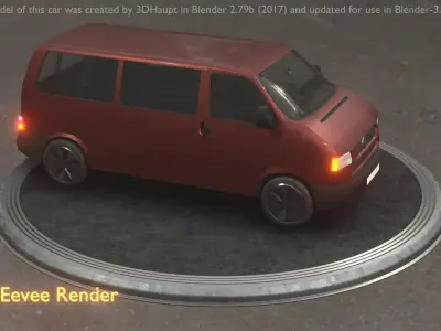 City Car 83 Commercial Minibus Type-C Brown Low-poly 3D model