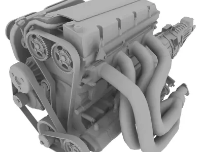 Toyota TRD 4AGE Formula Atlantic engine Low-poly 3D model