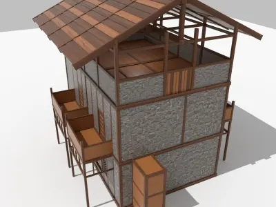 Medieval Outpost building Low-poly 3D model