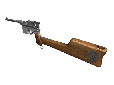 Mauser C96 Broomhandle with Stock 3D model