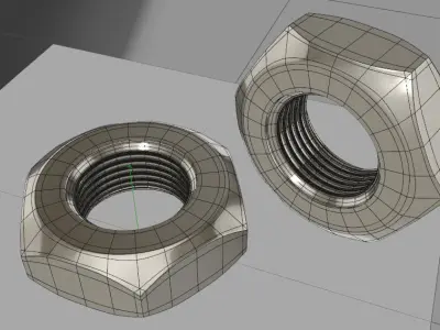 3D Steel Hex Nute 3D model