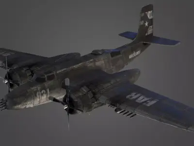 Douglas B-26 Invader Airplane Military 3d Model Low-poly 3D model