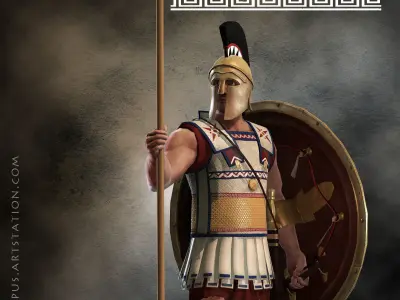 Hoplite 3d model greek work in progress Low-poly 3D model