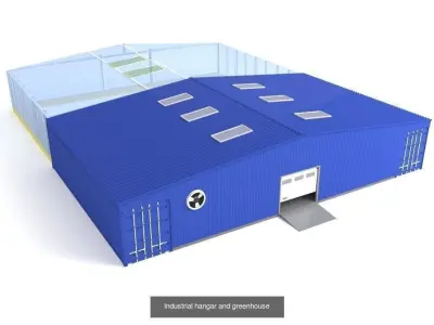 Pack of Four Industrial metal hangars 3D Model Collection