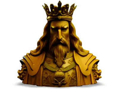 Golden King Bust Majestic 3D Model 3D model