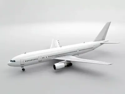  Airbus A300-600 Airliner - Generic White Low-poly 3D model
