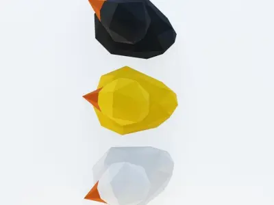 Low Poly Ducks three polygonal Low-poly 3D model