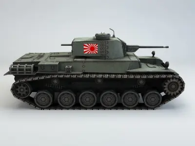 Low Poly Type 1 Chi He medium tank Low-poly 3D model