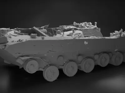Destroyed and burnt Russian BMD-2 Photoscan 3D model
