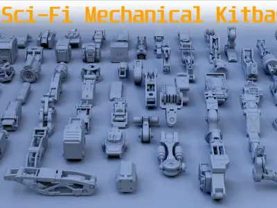 60 Sci Fi kitbash parts-1 3D model