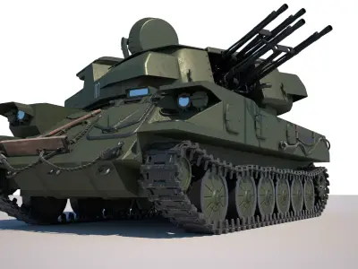 Mid poly model of ZSU-23-4 Shilka Low-poly 3D model
