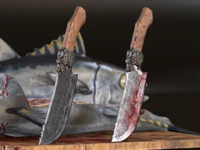 Butchered fish MEGASET 4 models 5 texture variations Low-poly 3D model