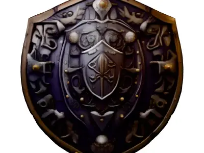 Fantasy Ornate Shield LowPoly Game Asset Low-poly 3D model