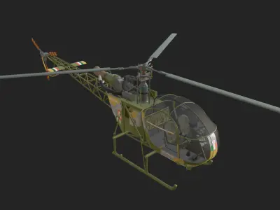 SA 315B Lama HALCheetah Helicopter Game Ready 3D Model Low-poly 3D model