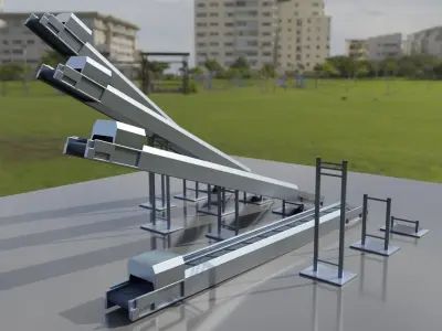 Modular Conveyor Belt Low-poly 3D model