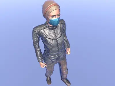 Survivor - animated rigged female Low-poly 3D model