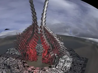 Robot Dino Spine Curved Tower 2 3D model