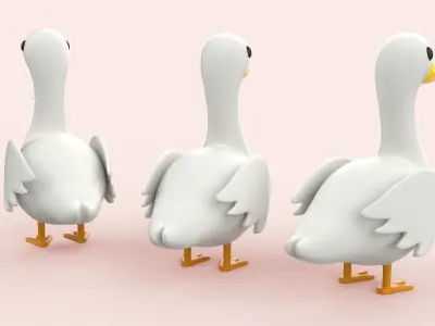 Cartoon Duck Animal Style Cute Low-poly 3D model