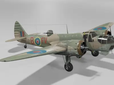 Bristol Blenheim MK IV Light bomber Low-poly 3D model