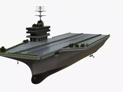 Aircraft Carrier Transformed into a City Low-poly 3D model