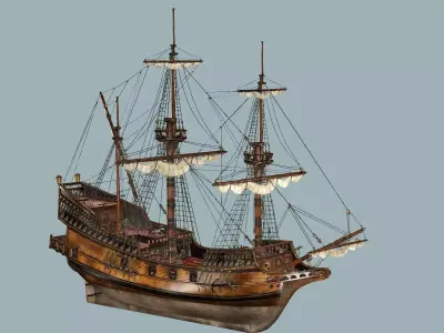 Sailboat Galleon - GameReady Sailing Ship Artemis 3D Model Low-poly 3D model