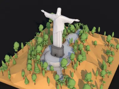 Low Poly Christ The Redeemer Statue Landmark Low-poly 3D model