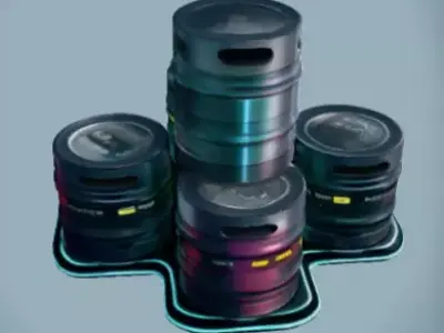 Sci-Fi Cryogenic Fuel Barrels Low-poly 3D model