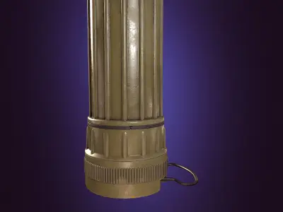 USA old Flashlight Low Poly PBR 2K Low-poly 3D model