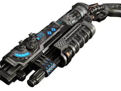 Old Sci-Fi Gun Low-poly 3D model