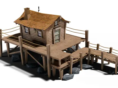 Fishing Shack Low-poly 3D model