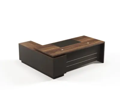 Modern Office Desk With Side Cabinet File For Vice Director  Free 3D model