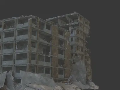 destroyed building Low-poly 3D model