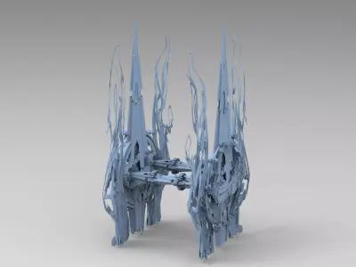 Sci fi squid gate particle accelerator Arch bridge Low-poly 3D model