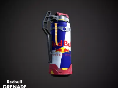 Redbull grenade stylized  Low-poly 3D model