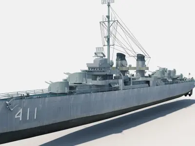 Allen M Sumner-class destroyer Low-poly 3D model
